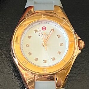 Michele 18K Rose Gold Jelly Bean Grey Band Watch